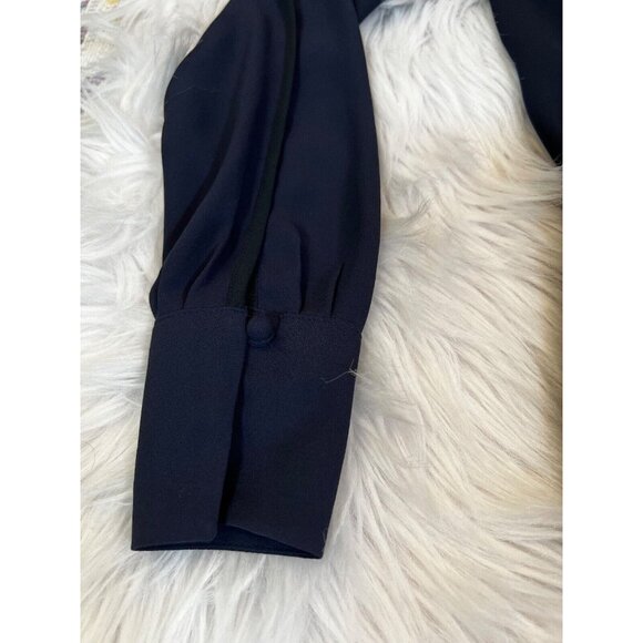 Ann Taylor Womens Blouse Blue XXS P Cold Shoulder Cut Out Shirt Top Career - Picture 10 of 10